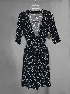 Merona Black & White Circle Tie front Dress